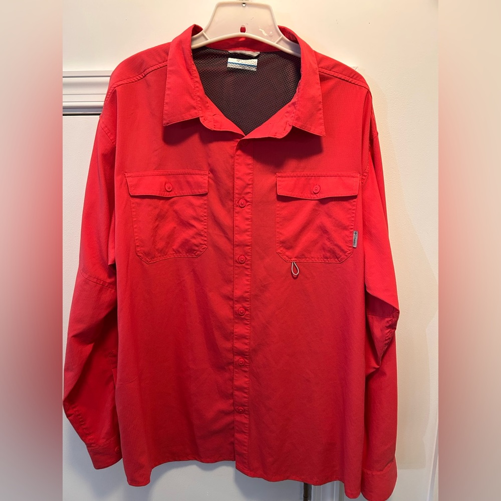 Columbia PFG Shirt Men's Size XXL Salmon Hiking Fishing Vented Long Sleeve